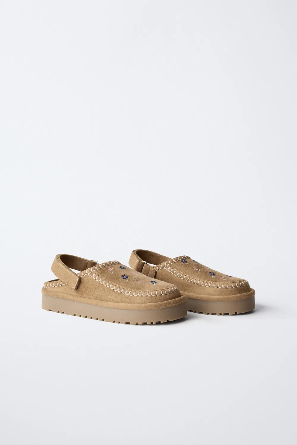 Вышитые сабо ZARA, Brown — фото 2
