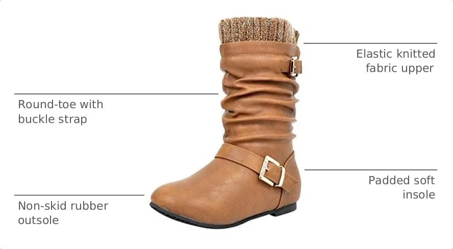 Детские зимние сапоги для девочек с искусственным мехом DREAM PAIRS, Camel — фото 3