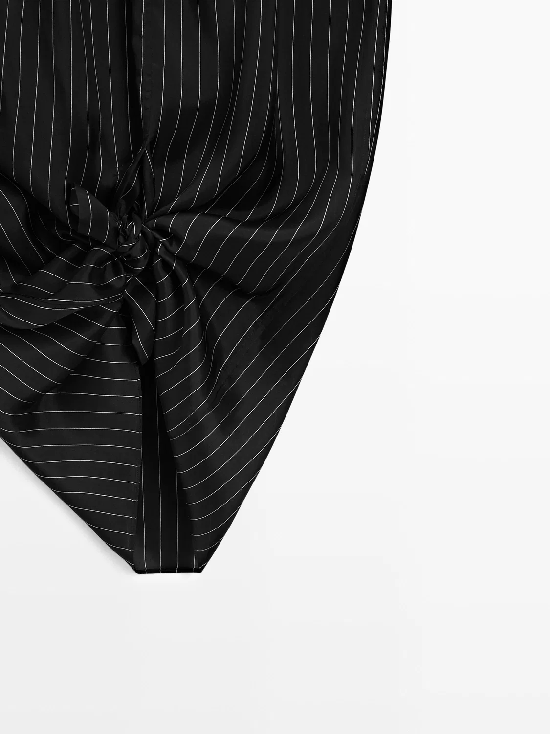 Полосатая юбка миди со сборками - studio Massimo Dutti, черный — фото 3