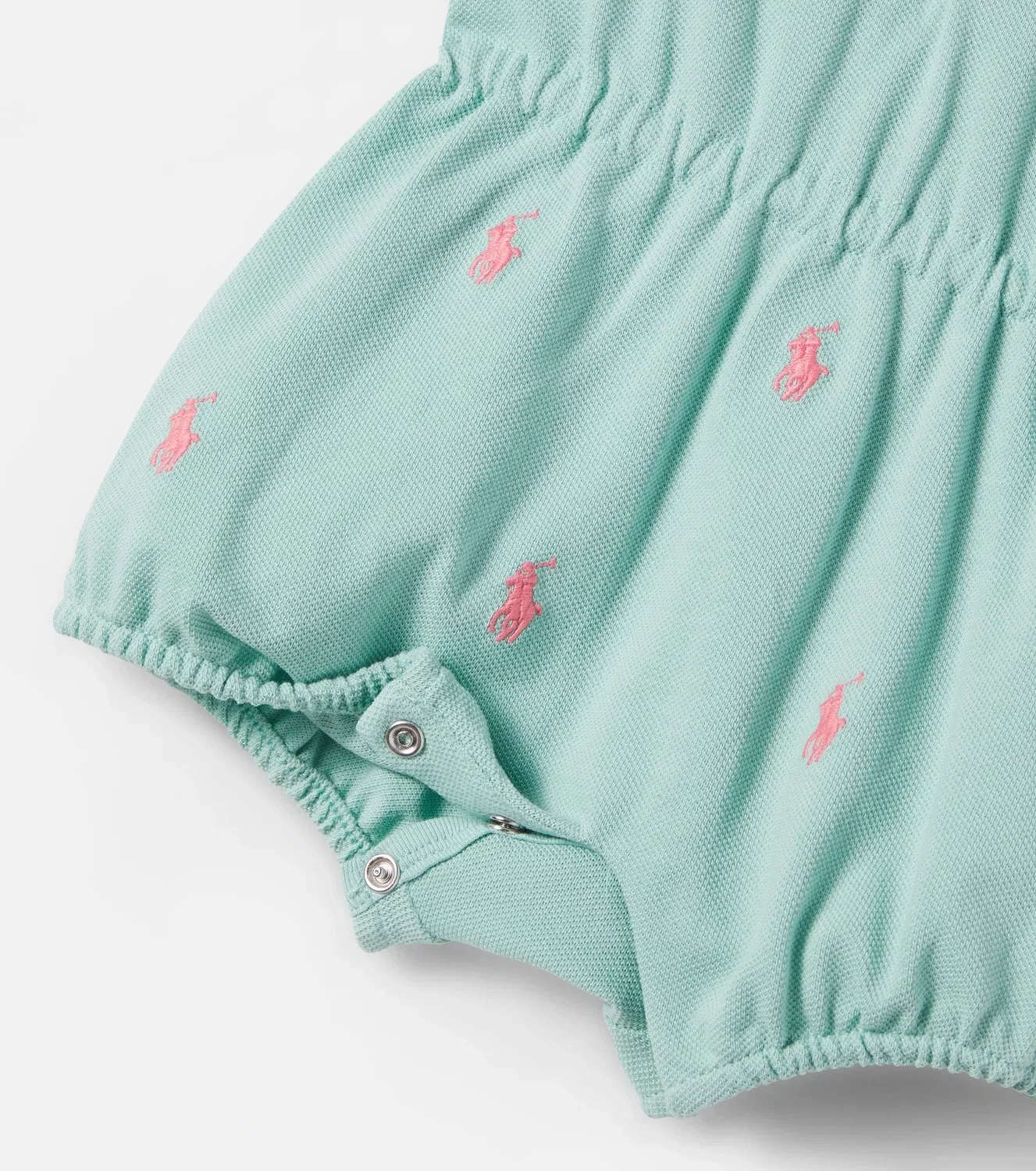 Комбинезон из пике с воротником поло Polo Ralph Lauren Kids, зеленый — фото 3