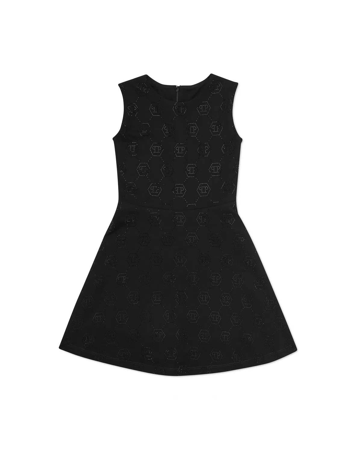 Детское платье-миди без рукавов с декором Duchesse Doll Midi Dress Strass Monogram PHILIPP PLEIN, черный