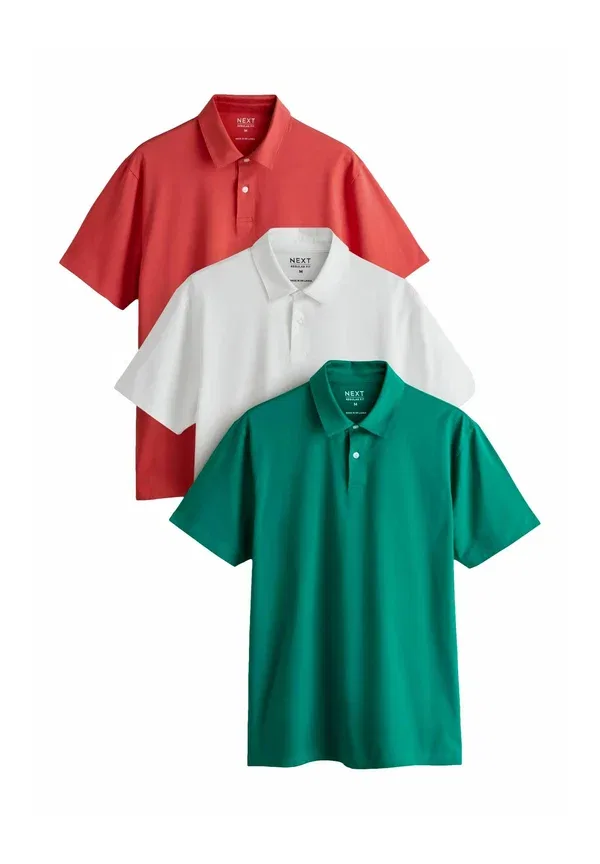 Комплект из 3 поло, хлопок, Polos three pack, Next, Red/Teal/White, белый/красный/бирюзовый