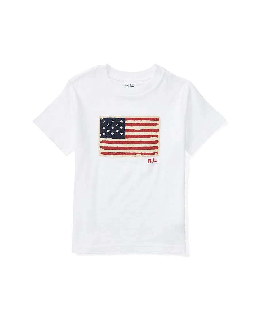 Футболка из хлопка с аппликацией Polo Ralph Lauren, White