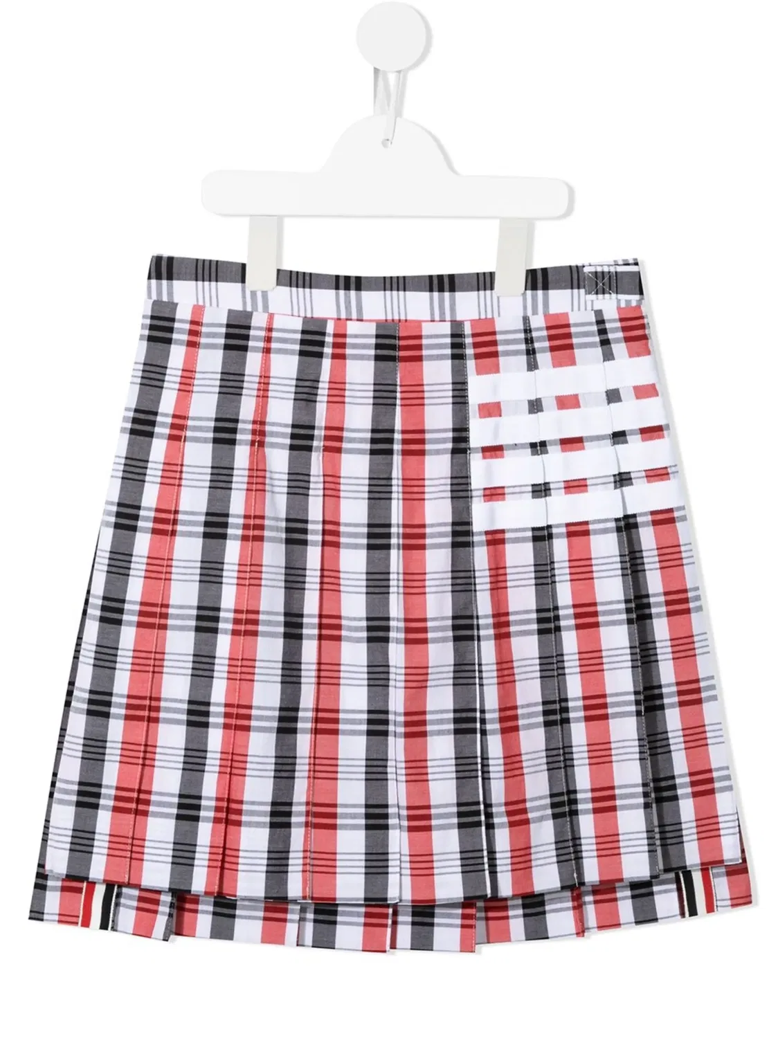 Юбка в клетку мадрас с полосками 4-Bar Thom Browne Kids, красный