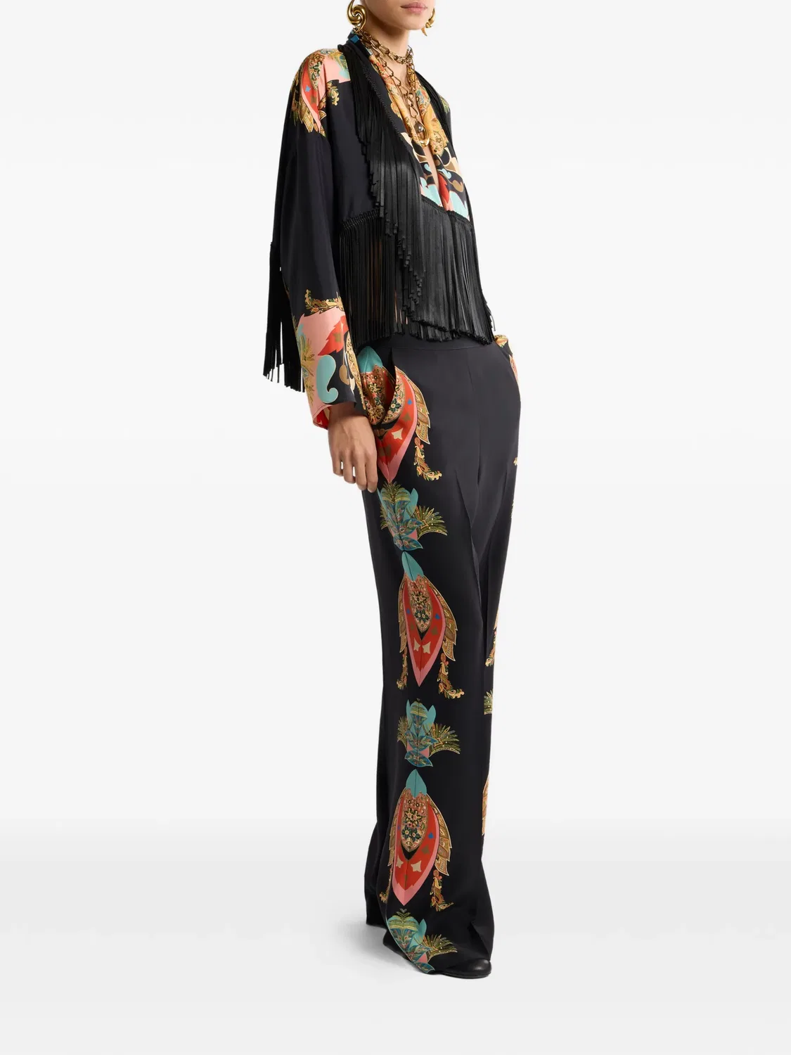 Штаны с листовым узором в стиле пейсли ETRO, черный — фото 3
