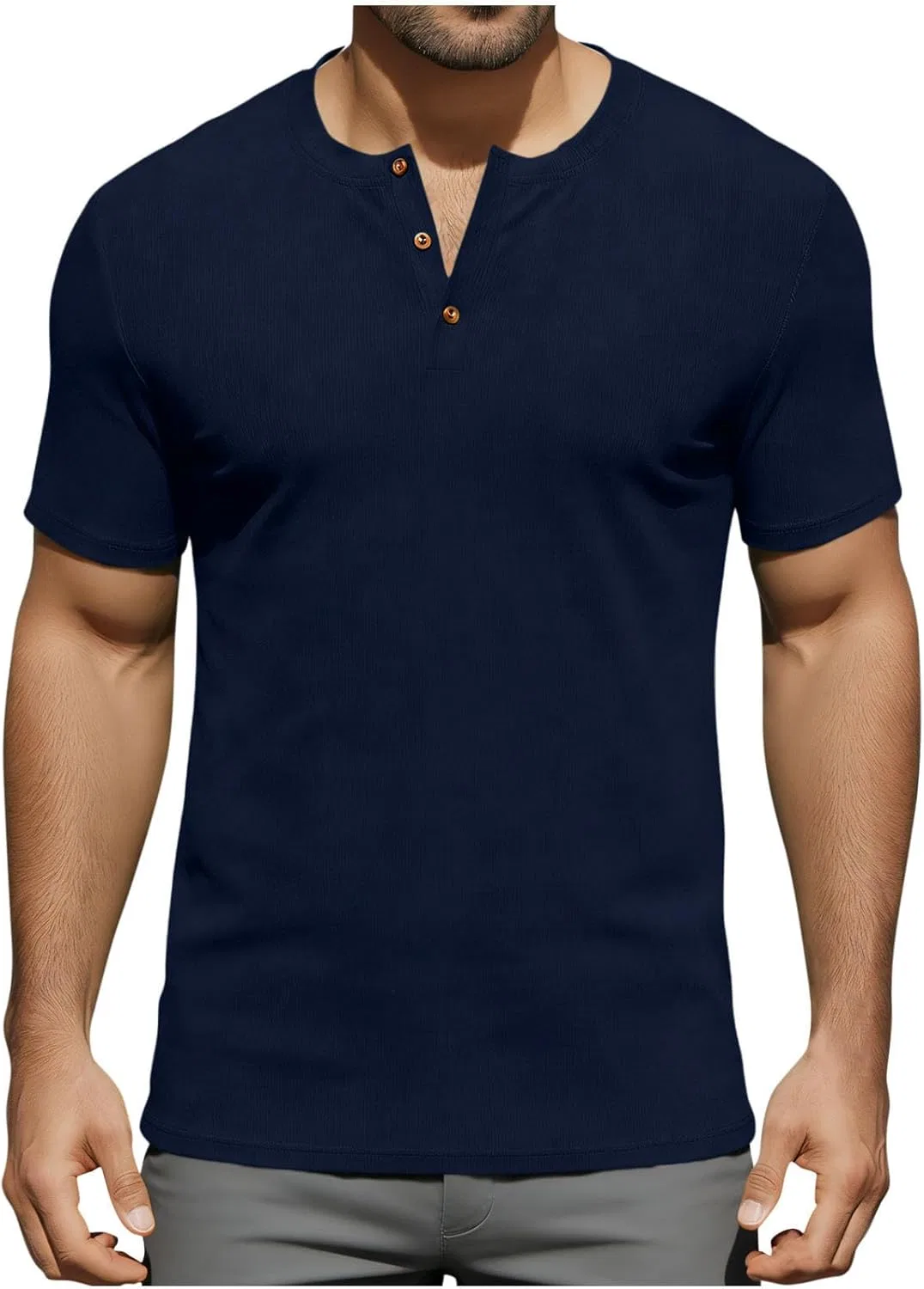 Мужская футболка-поло с тремя пуговицами Slim Fit, Navy