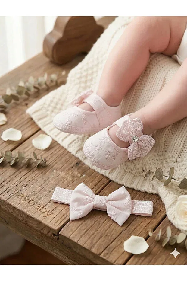 Детские пинетки для девочек с бантиком Vavbaby, Pink