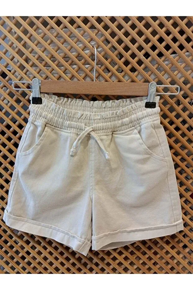 Детские шорты для девочек джинсовые с эластичным поясом Pd Kids, Beige