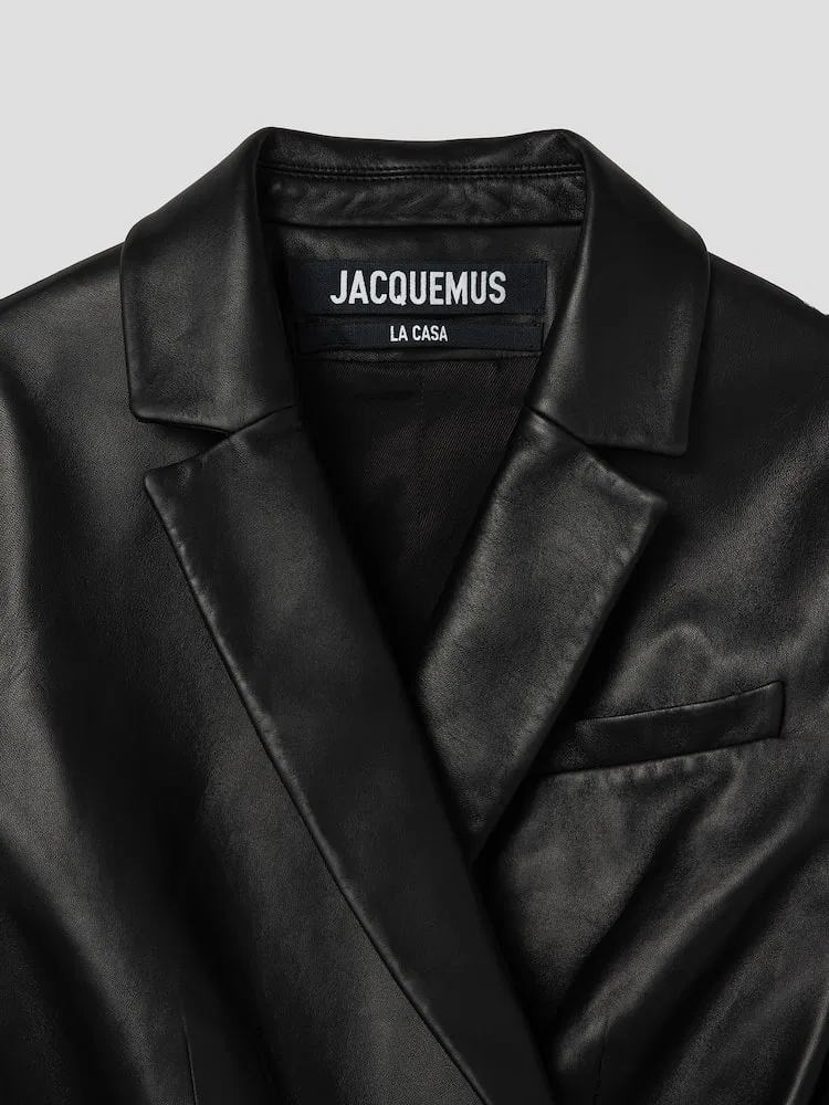 Куртка кожаная, кроссовер, La Veste Tibau JACQUEMUS, Black — фото 3