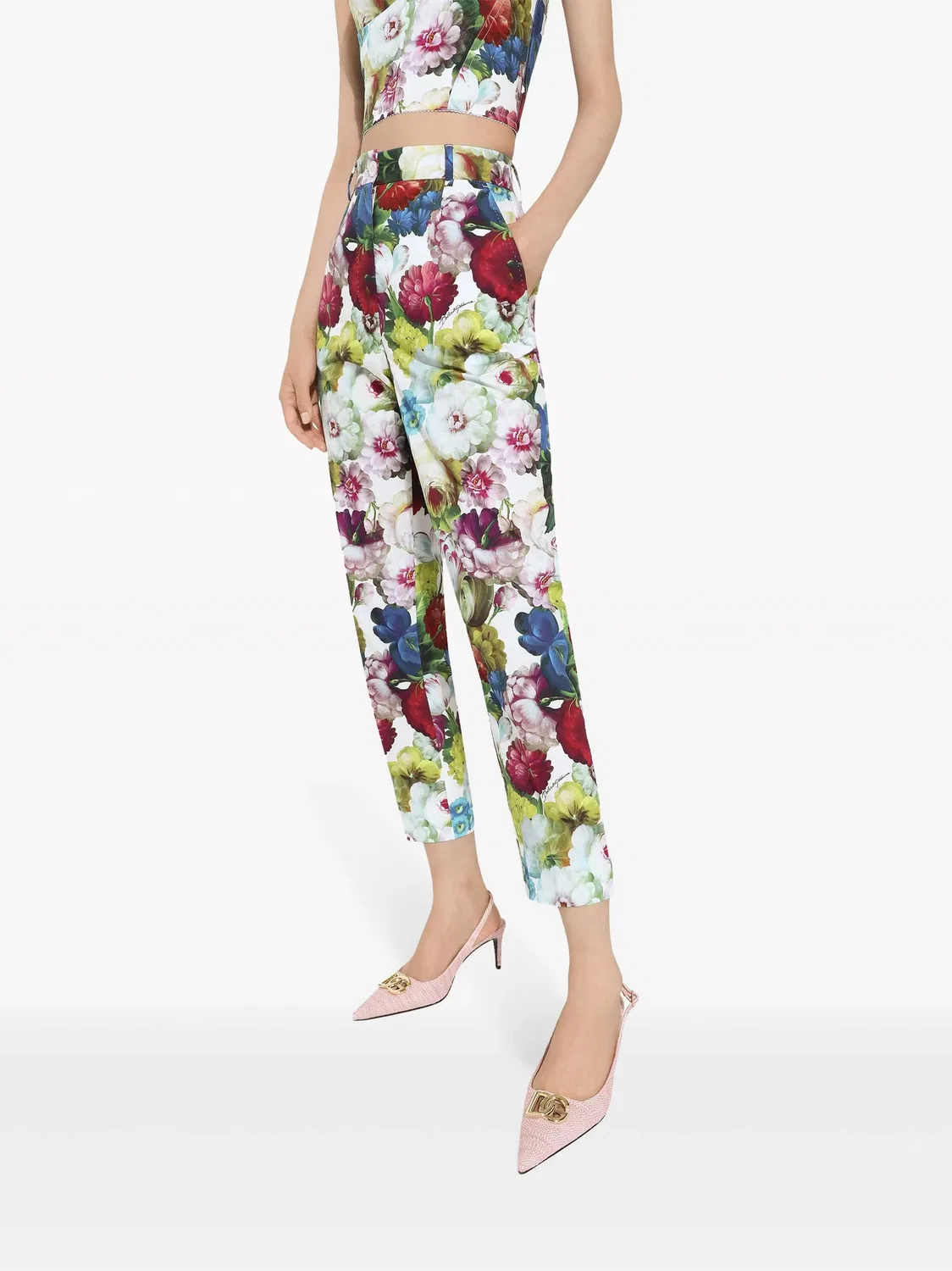 Укороченные брюки с цветочным принтом Dolce & Gabbana, белый — фото 2