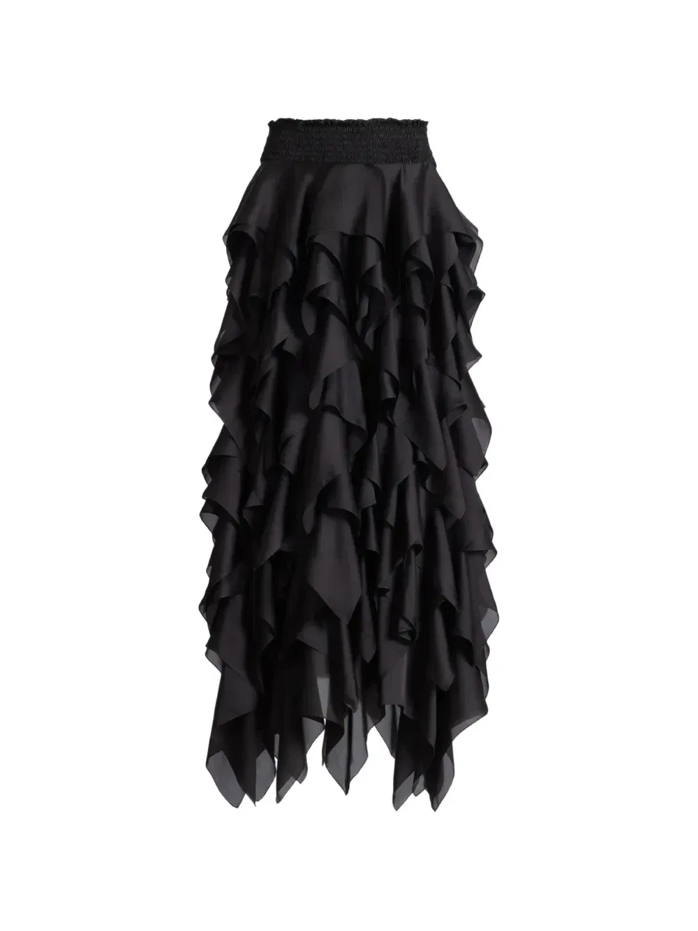 Длинная юбка с оборками Balmain, черный