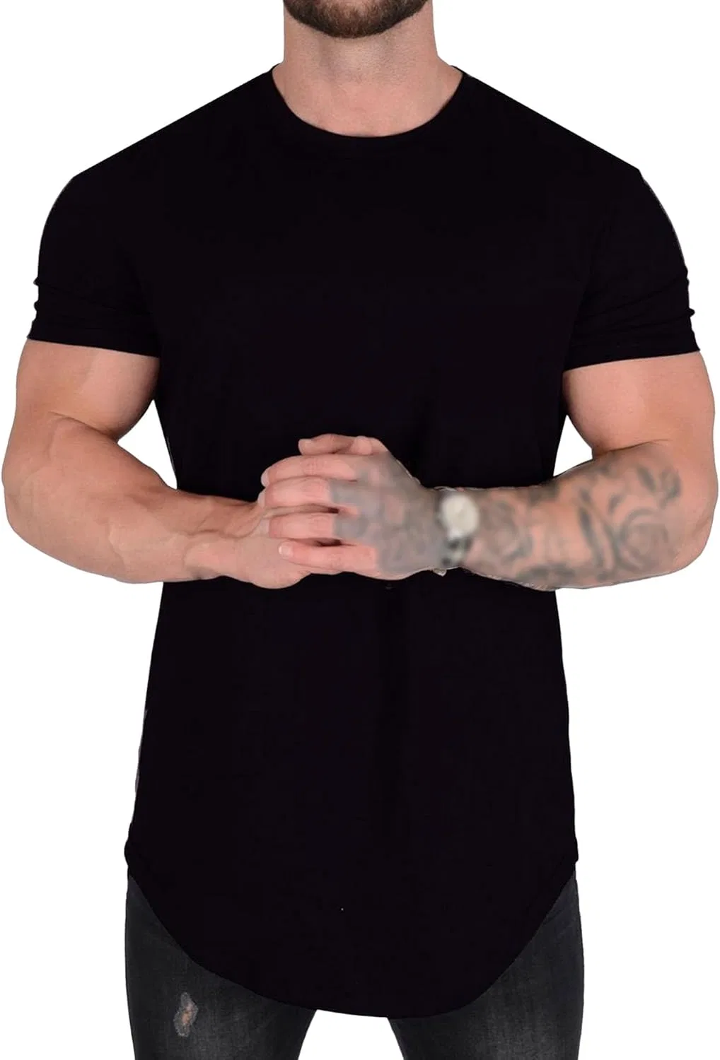 Мужская футболка с длинным низом Athletic, Black