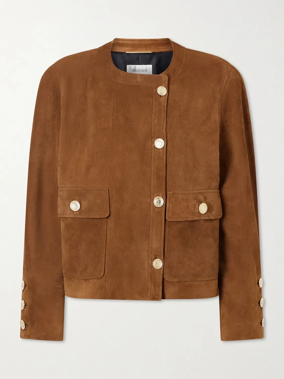 Куртка из панельной замши SAINT LAURENT, коричневый