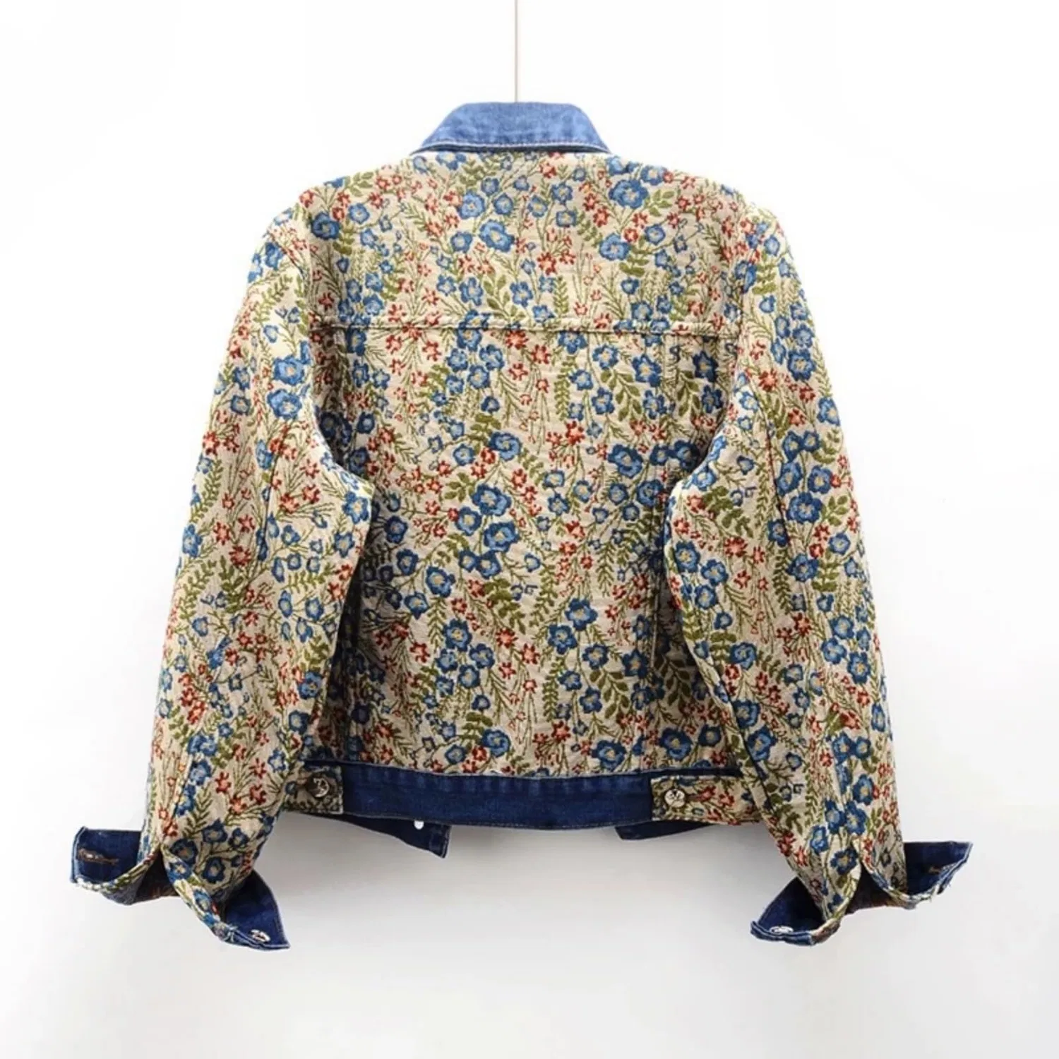 Женское джинсовое пальто с вышивкой Vintage Floral, Blu/B — фото 4