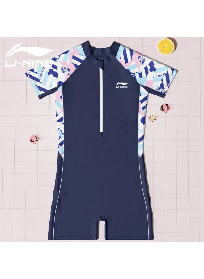 Купальник слитный с шортами для девочек Li-Ning, темно-синий