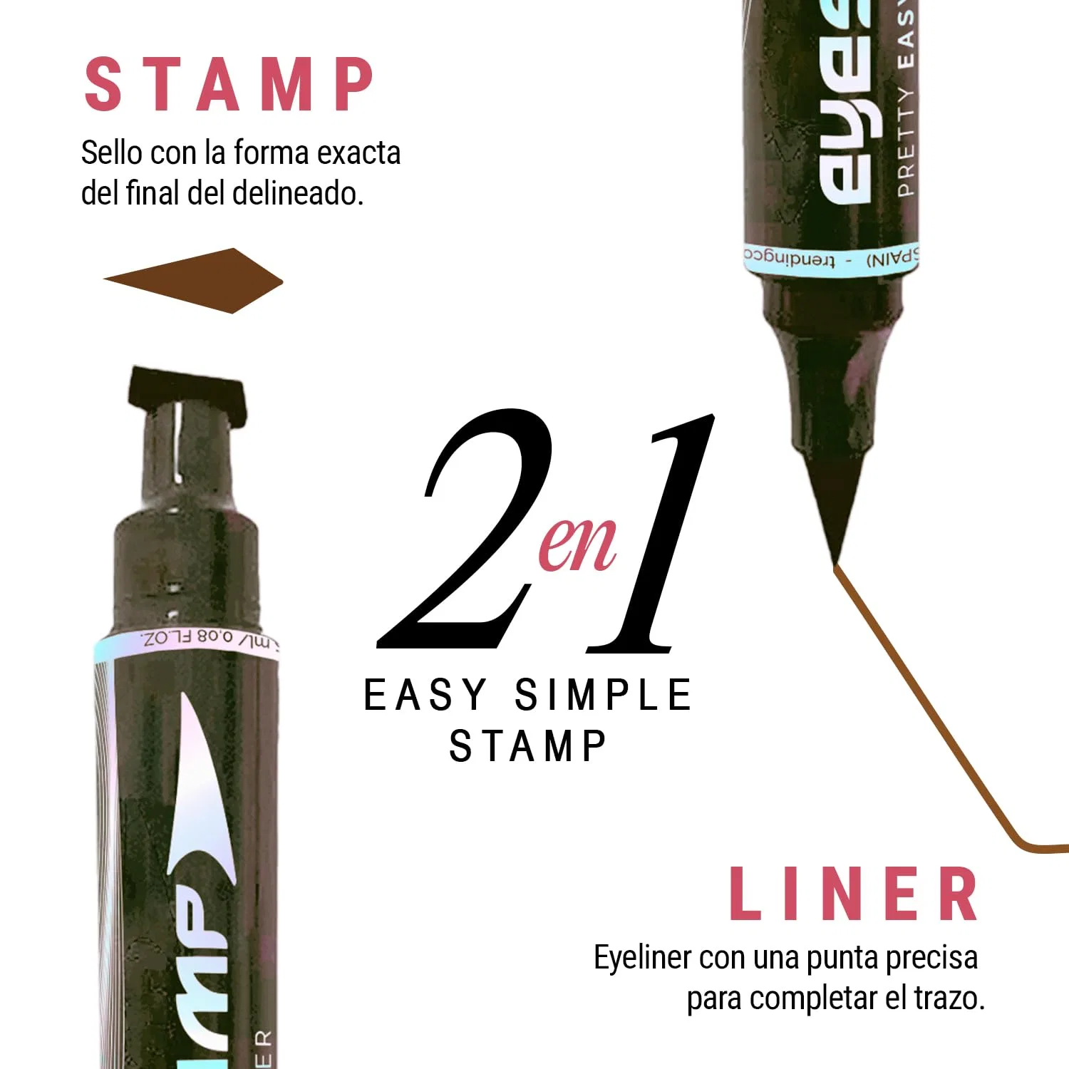 Подводка для глаз TRENDING PRO Eyestamp Brown, коричневая, 2-в-1 — фото 3