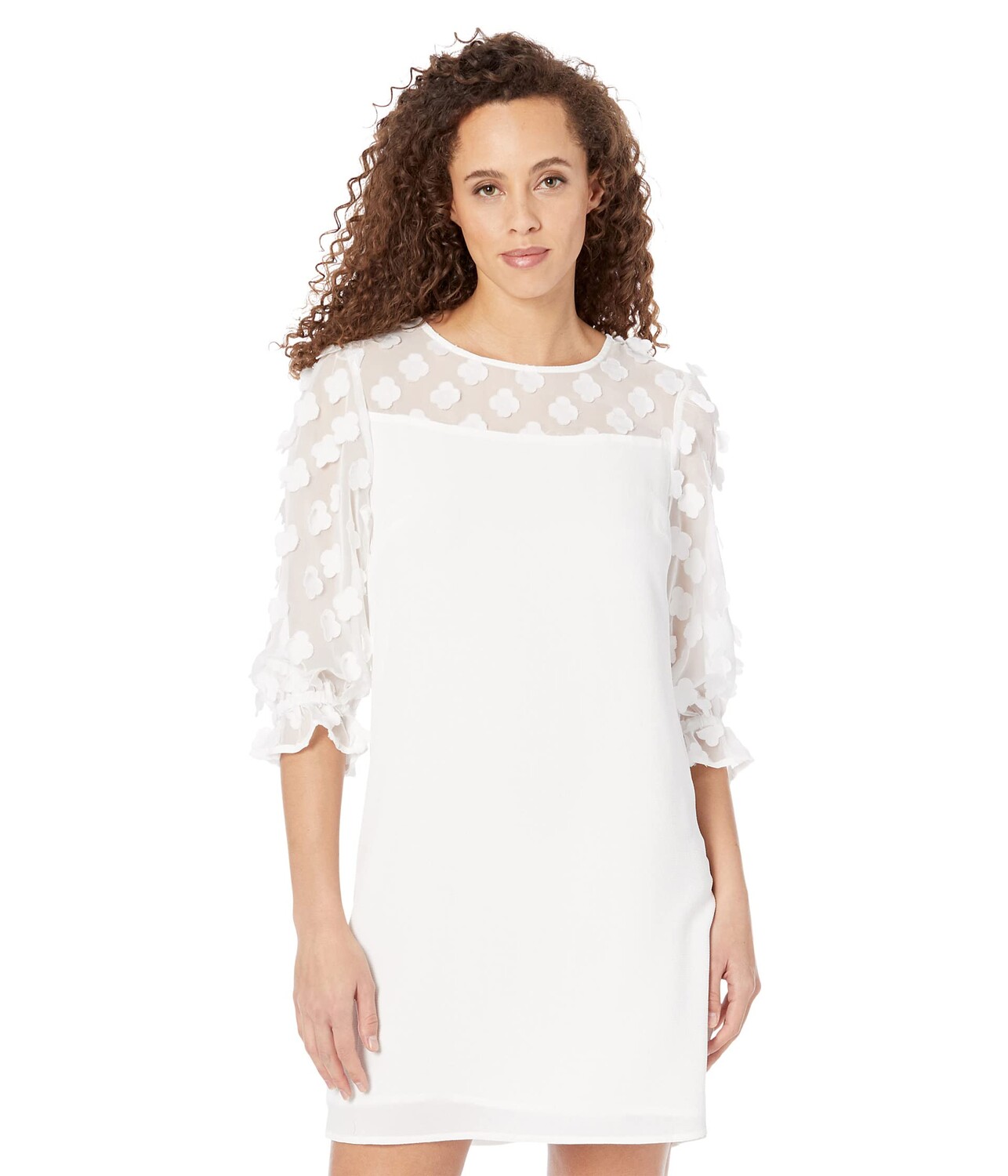 

Платье CeCe, Long Sleeve Mixed Media Clover Clip Dress