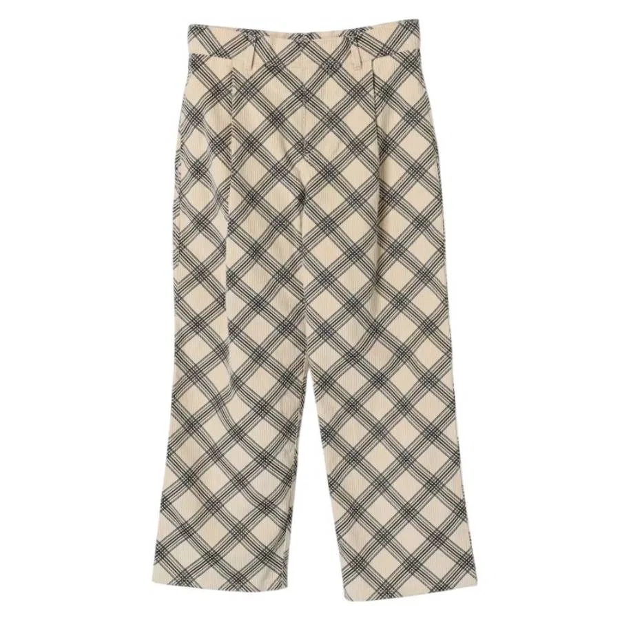 Брюки мальчика из хлопкового вельвета с принтом Kids Carven Check Burberry, Black Pattern