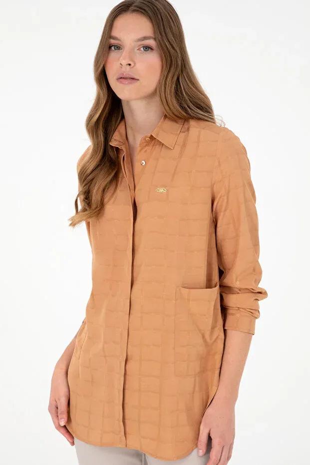 Женская рубашка-туника с длинным рукавом U.S. Polo Assn., Camel — фото 3