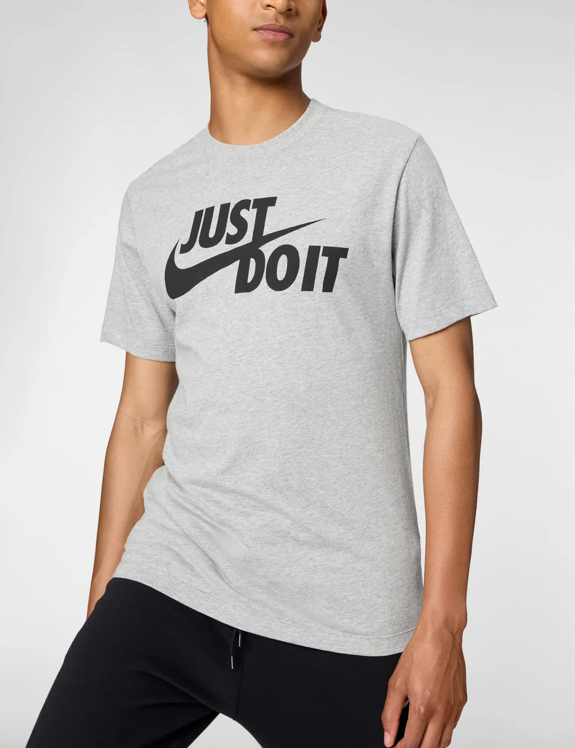 Мужская футболка с круглым вырезом NIKE, Dk Grey Heather/Black — фото 4