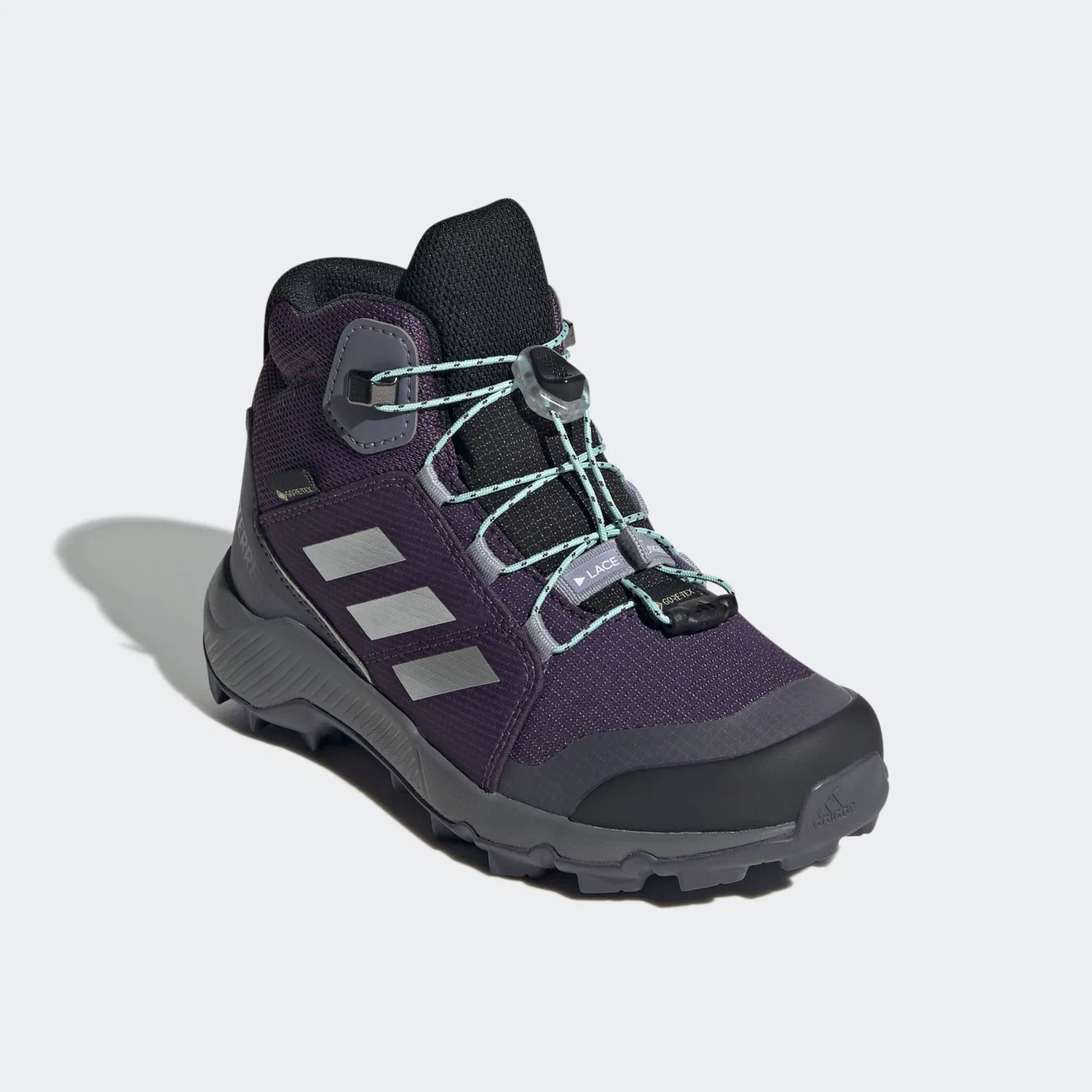 Детские водонепроницаемые треккинговые ботинки с мембраной Gore-Tex Adidas TERREX, Aurora Plum/Silver Metallic/Semi Flash Aqua