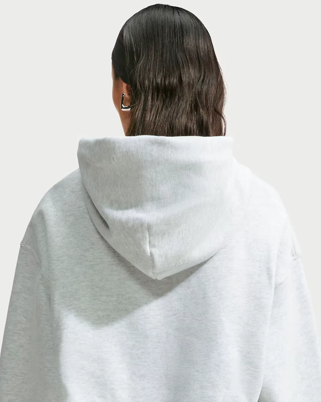 Женская укороченная толстовка оверсайз Nike Studio Fleece Medium Weight, Birch Heather/Black — фото 2