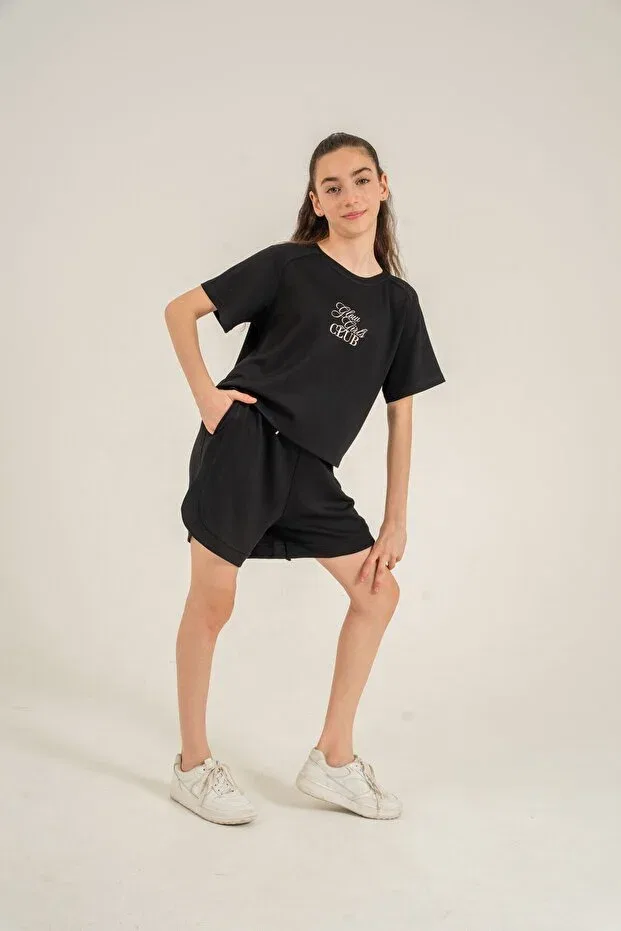 Детский комплект для девочек с вышивкой Glow girls club Mışıl Kids, Black — фото 2