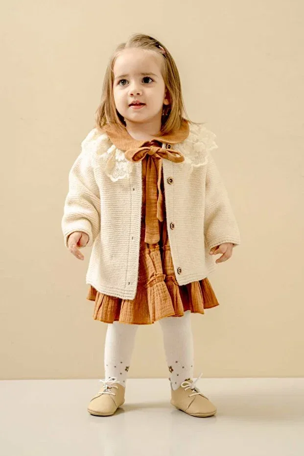 Детский комплект для девочек вязаный кардиган и юбка Jnf Kids, Brown