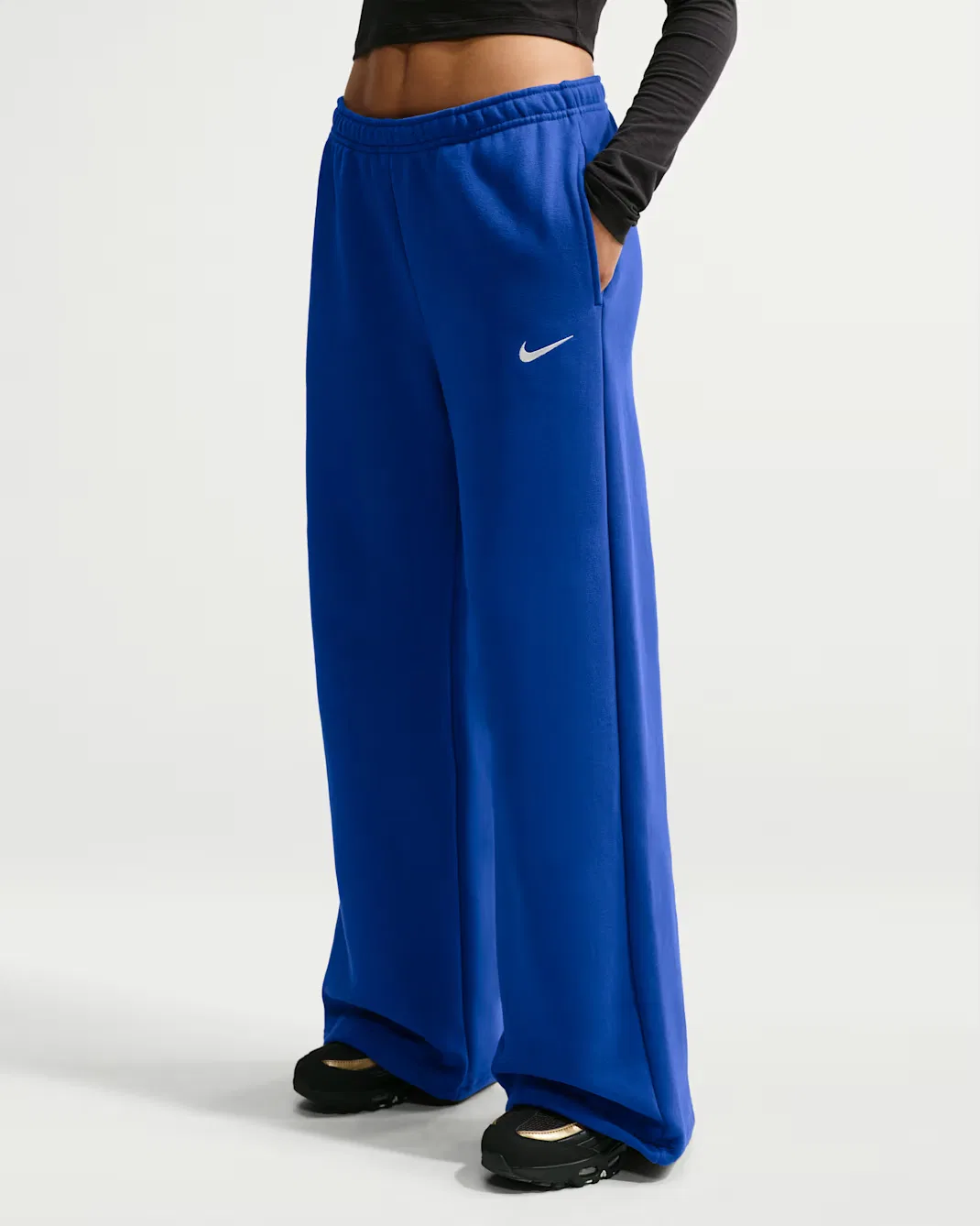 Женские брюки средней посадки с широкими штанинами Nike Studio Fleece Medium Weight, Old Royal/Sail — фото 2
