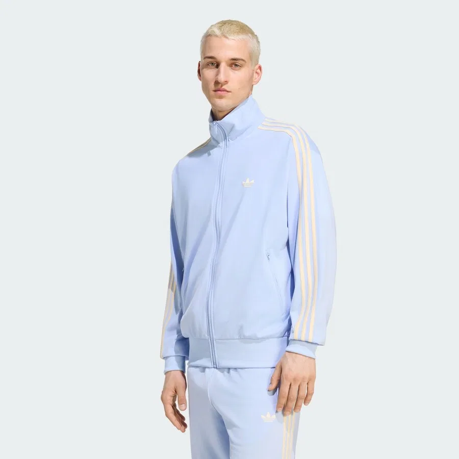 Худи на молнии ADIDAS ORIGINALS 'Firebird' светло-голубого цвета — фото 2