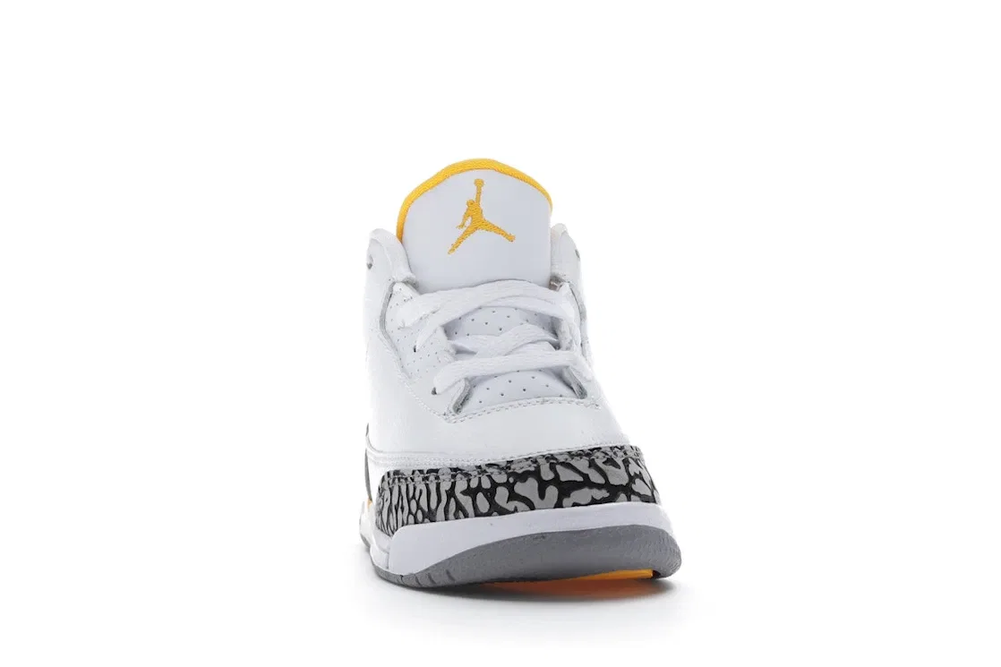 Детские кроссовки Lifestyle с принтом слоновьей кожи Jordan 3 Retro Jordan, White/Black-Laser Orange-Cement Grey — фото 2