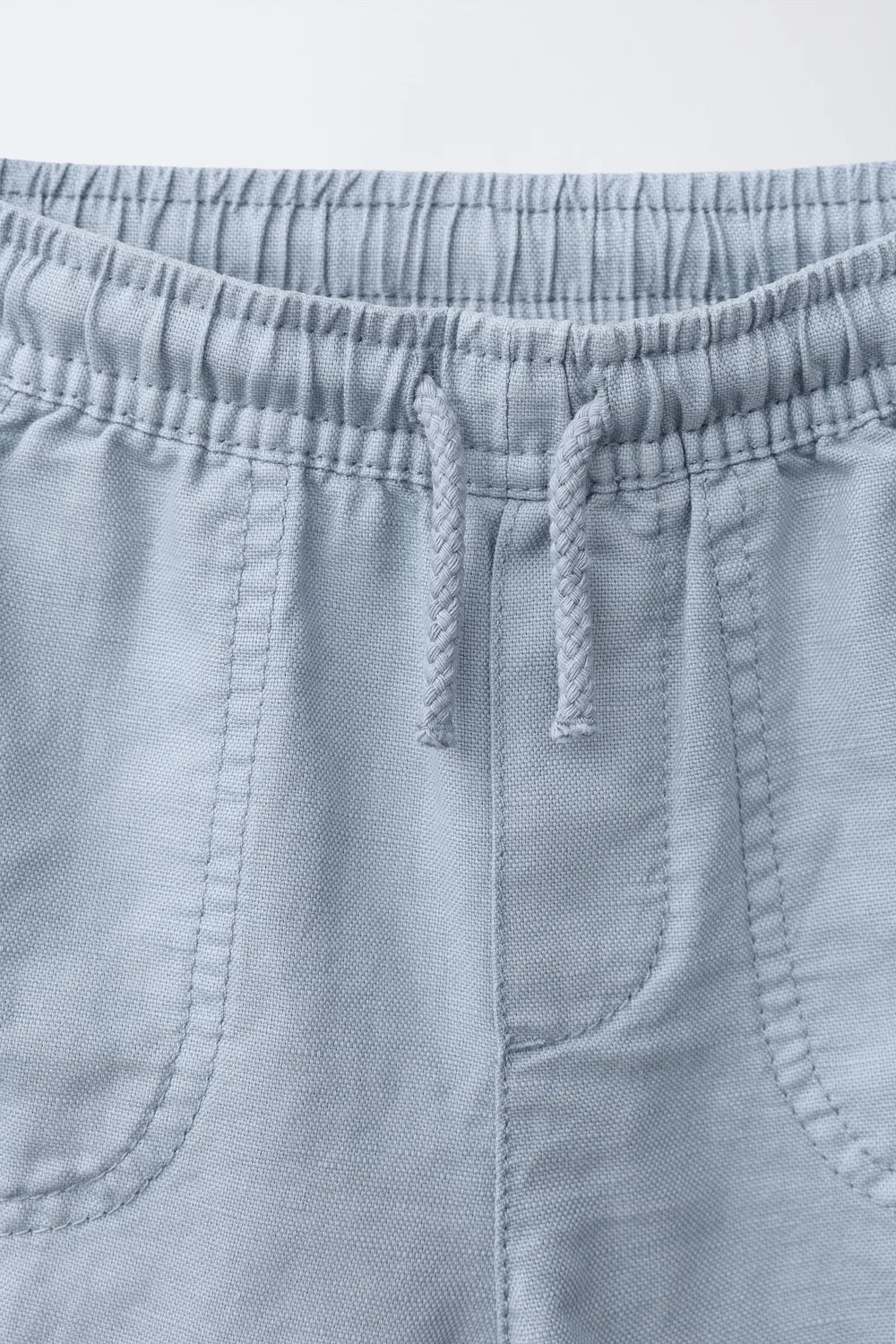 Хлопковые/льняные бермудские шорты ZARA, Blue — фото 3