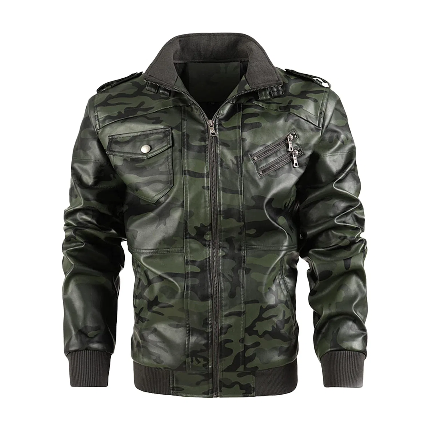 Мужская куртка из замши с длинным рукавом, M02-Green — фото 4