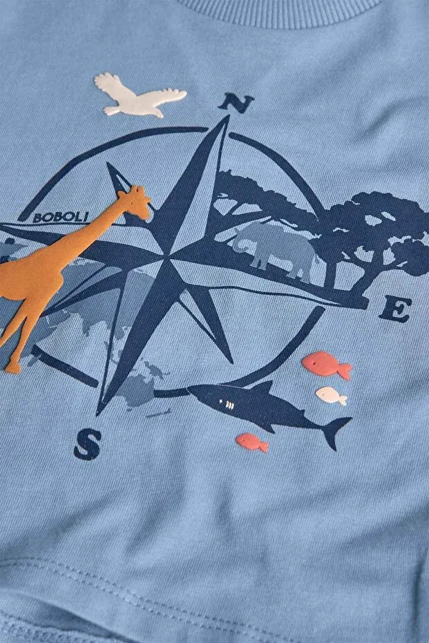Детская футболка с принтом Compass Printed Boboli, Gray — фото 4