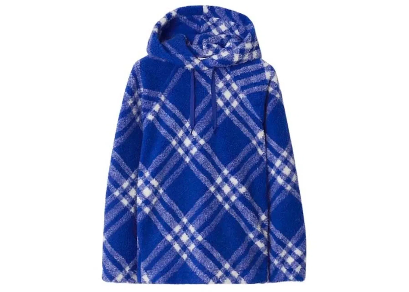 Мужская куртка-худи с принтом Burberry Check Pattern Faux Shearling Hoodie Burberry, Cobalt Blue/White