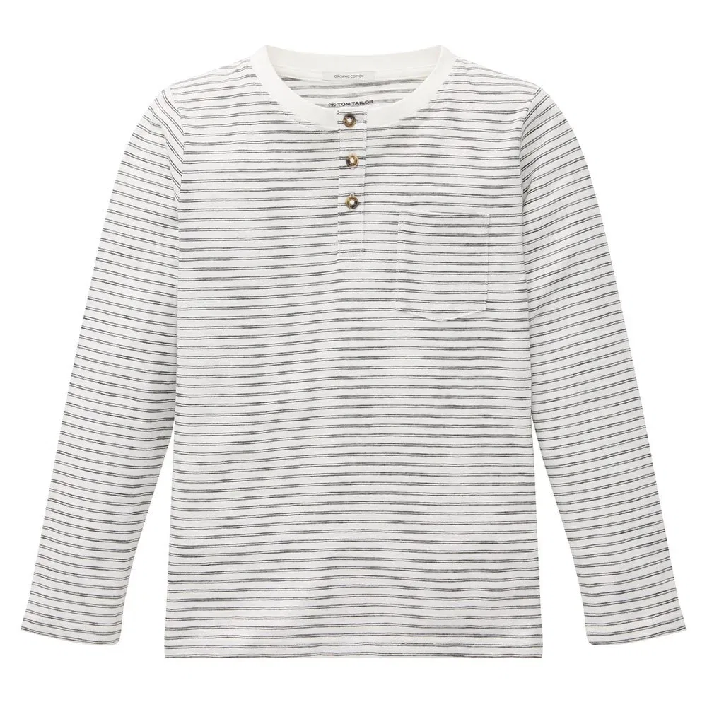 Детская футболка с длинным рукавом Striped Slub Henley Tom tailor, Grey
