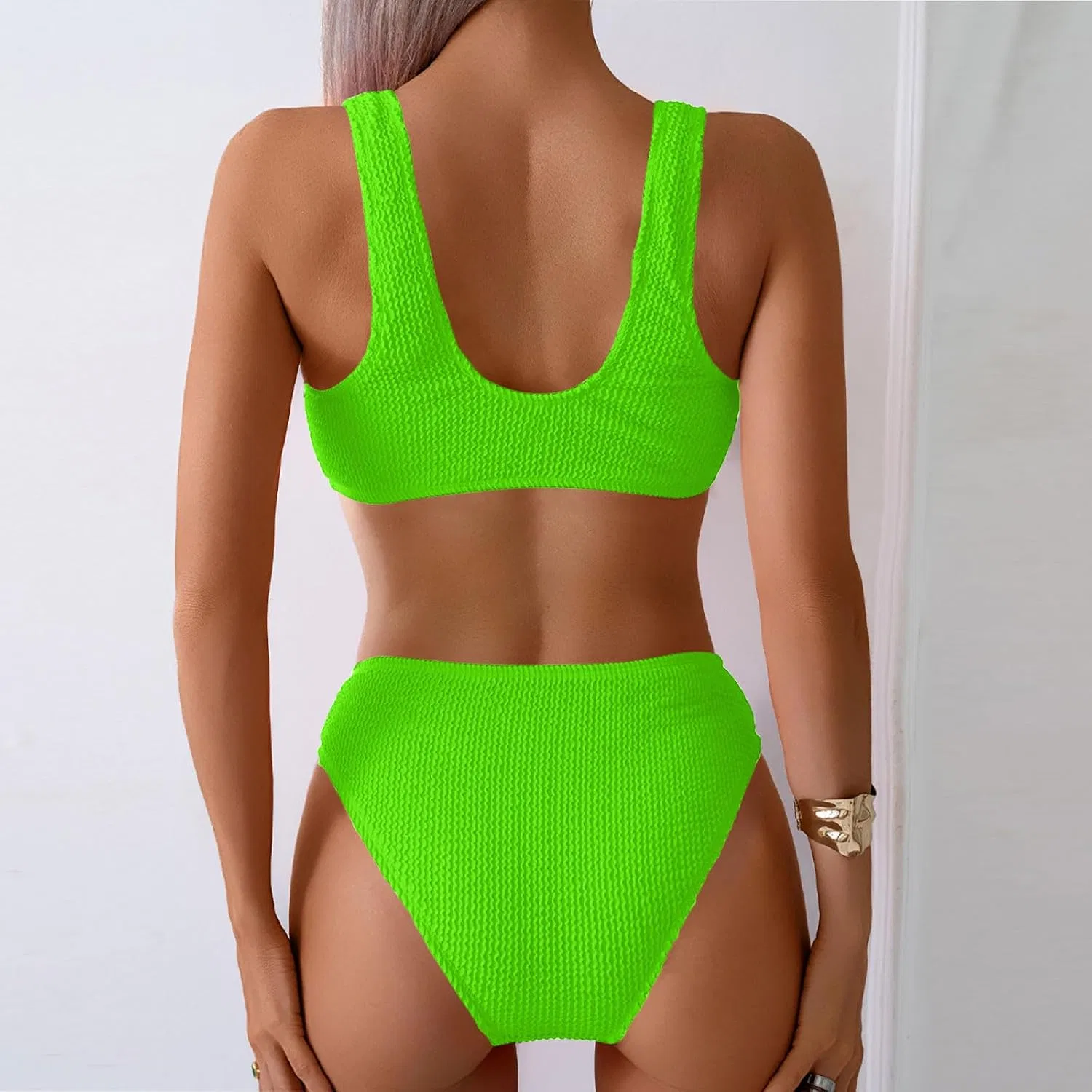 Женский бикини-сет с треугольным топом-халтер, Mint Green — фото 4