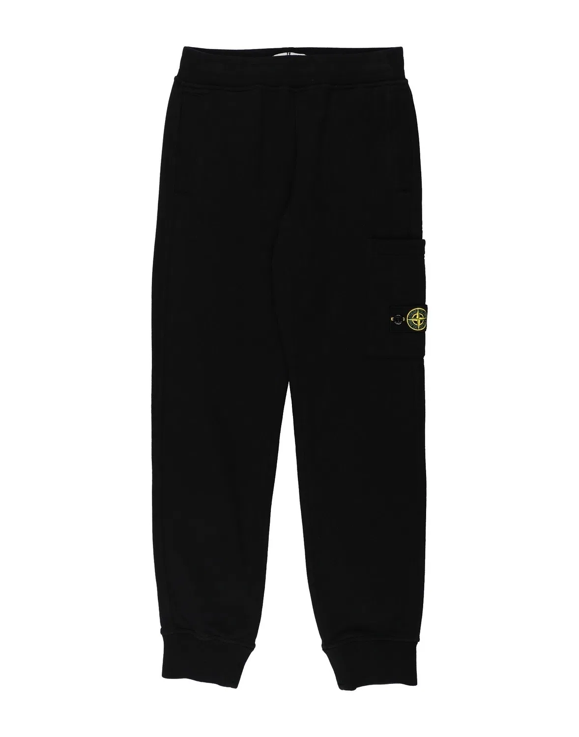 Детские флисовые штаны для мальчиков с логотипом Stone Island Junior, черный