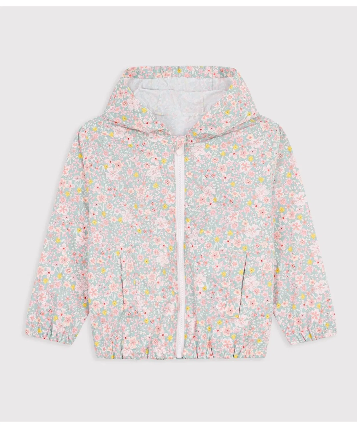 Детская куртка-ветровка с цветочным принтом, модель Flower Print Windbreaker PETIT BATEAU, Light Green