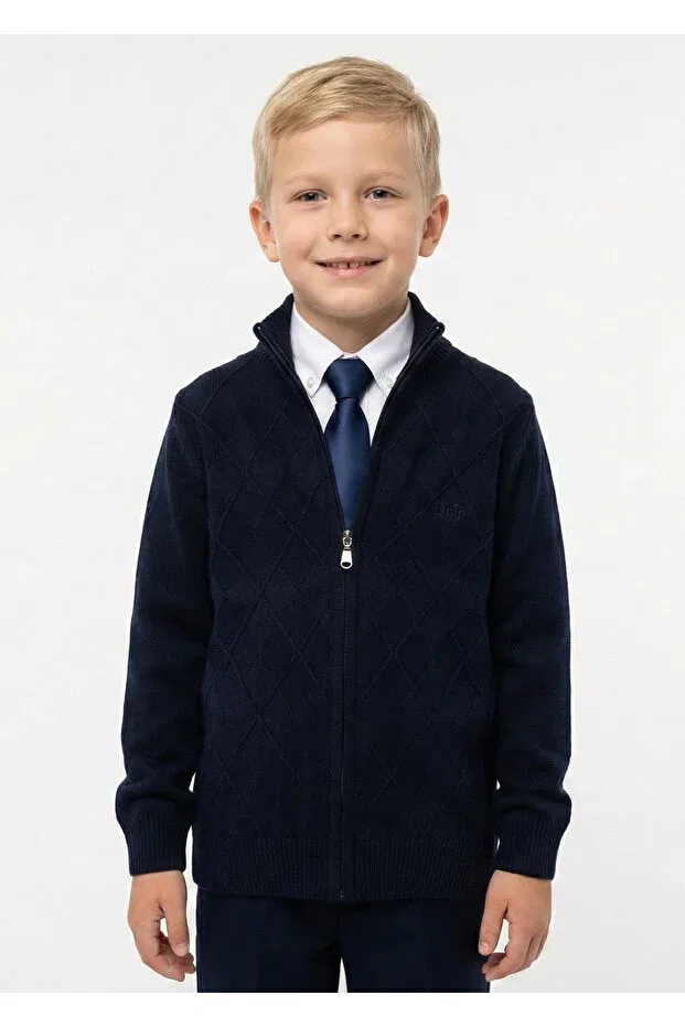 Детский кардиган для мальчиков с ромбовидным узором Doctor Junior, Navy Blue