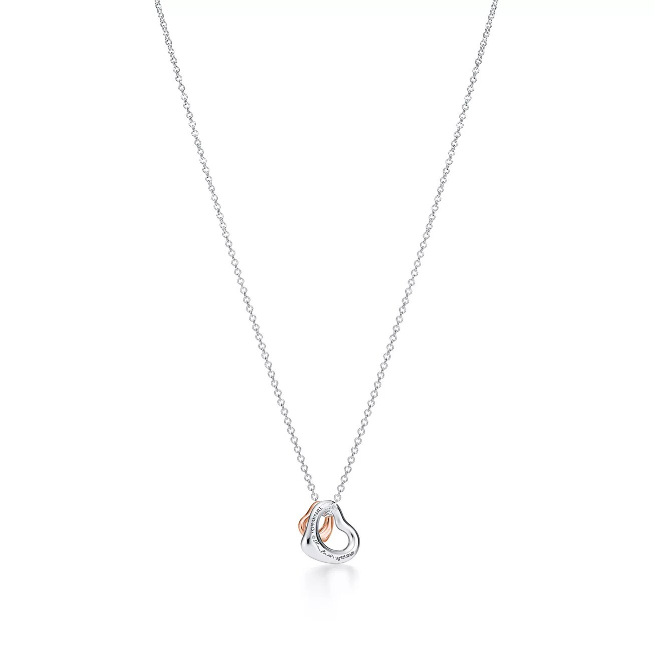 Колье Tiffany & Co. x Elsa Peretti Open Heart, серебро/розовое-золото — фото 2