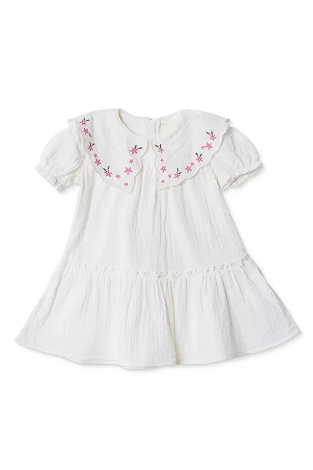 Детское платье для девочек цветочное муслиновое Hellobaby baby girl flower garden dress Ebebek Hello Baby, Ecru