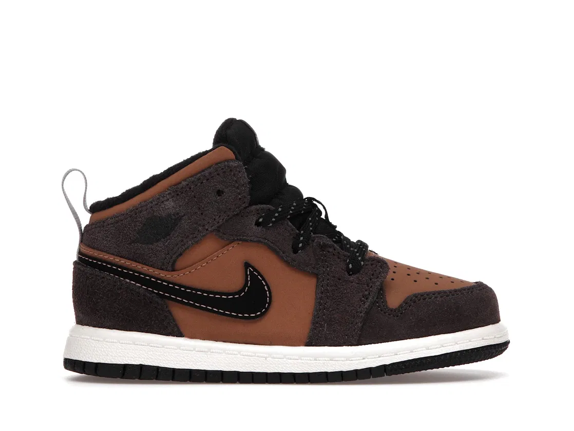 Детские кроссовки с высоким берцем Jordan 1 Mid SE Dark Chocolate, Dark Chocolate/Archaeo Brown/Black/Crimson Bliss