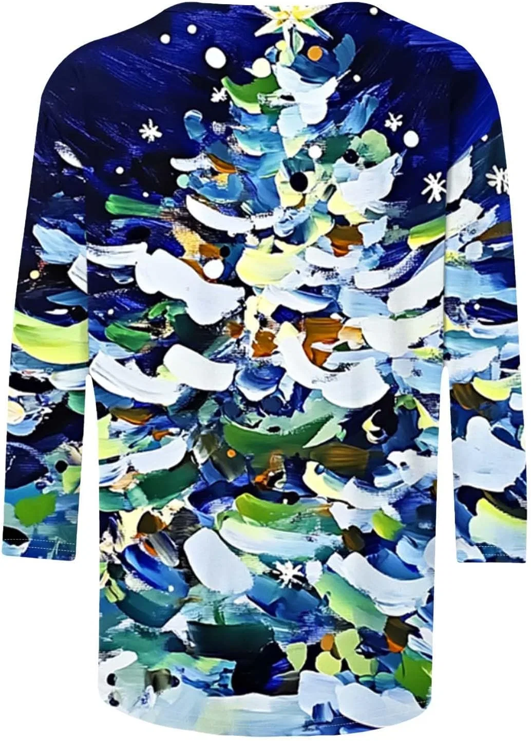 Женская футболка с рождественским принтом Christmas Shirts for Women Glitter Xmas Tree Snow Graphic 3/4 Sleeve Crewneck Tshirt Loose Aesthetic Casual Cute Tops, A15 Multicolor — фото 3
