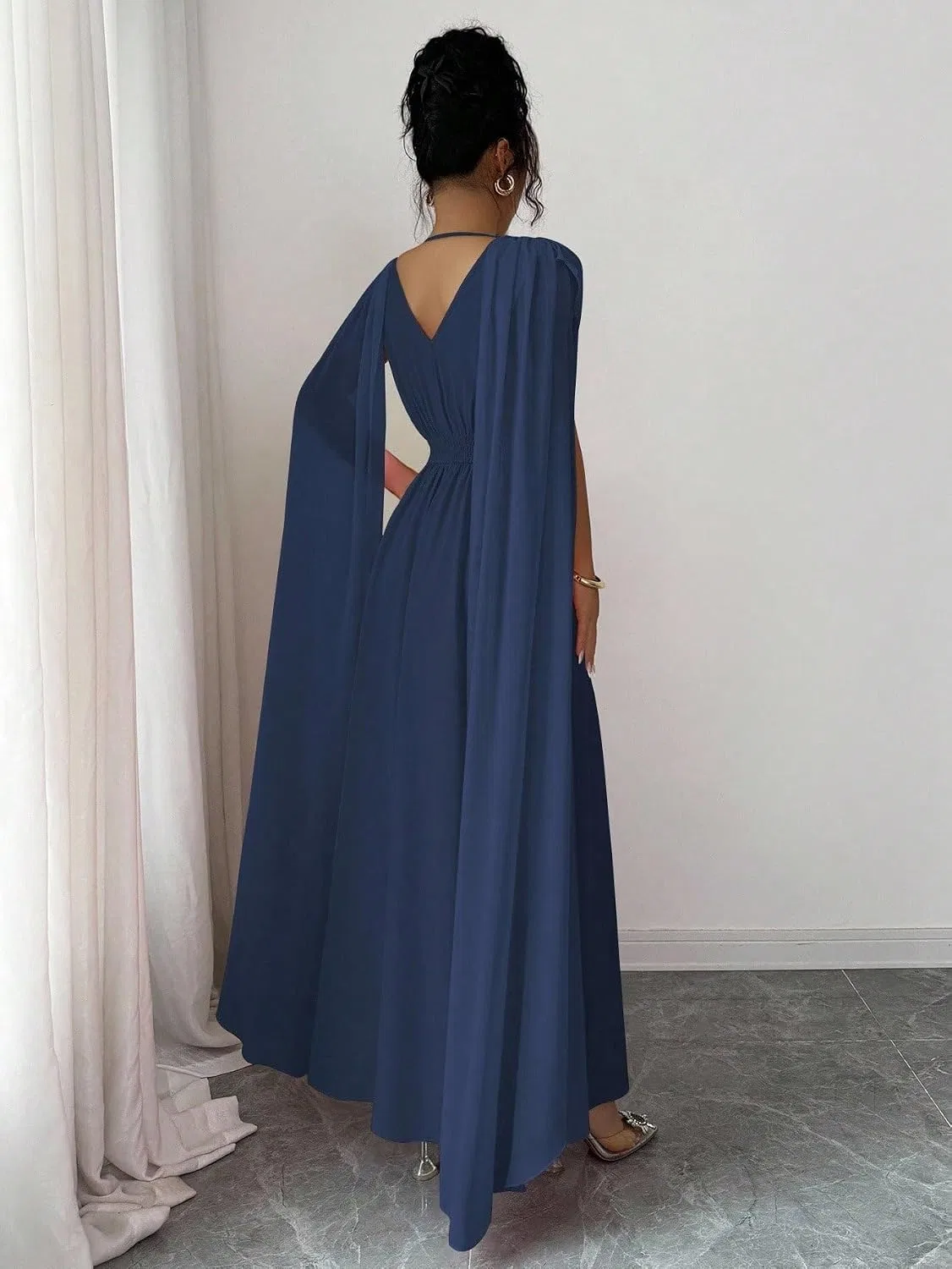 Женское мини-платье с запахом на пуговицах, Royal Blue — фото 2