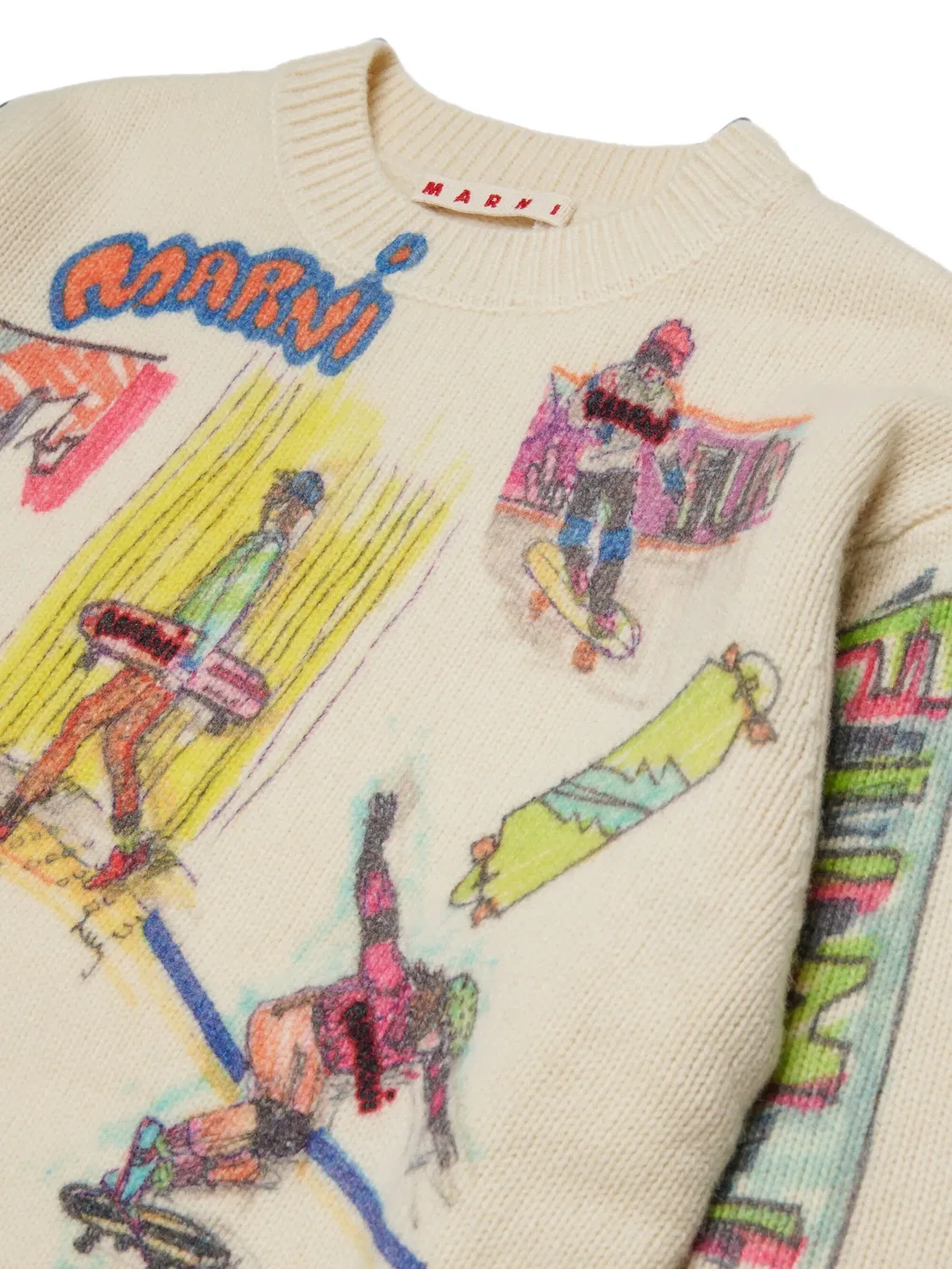 Свитер с принтом Marni Kids, нейтральные цвета — фото 3