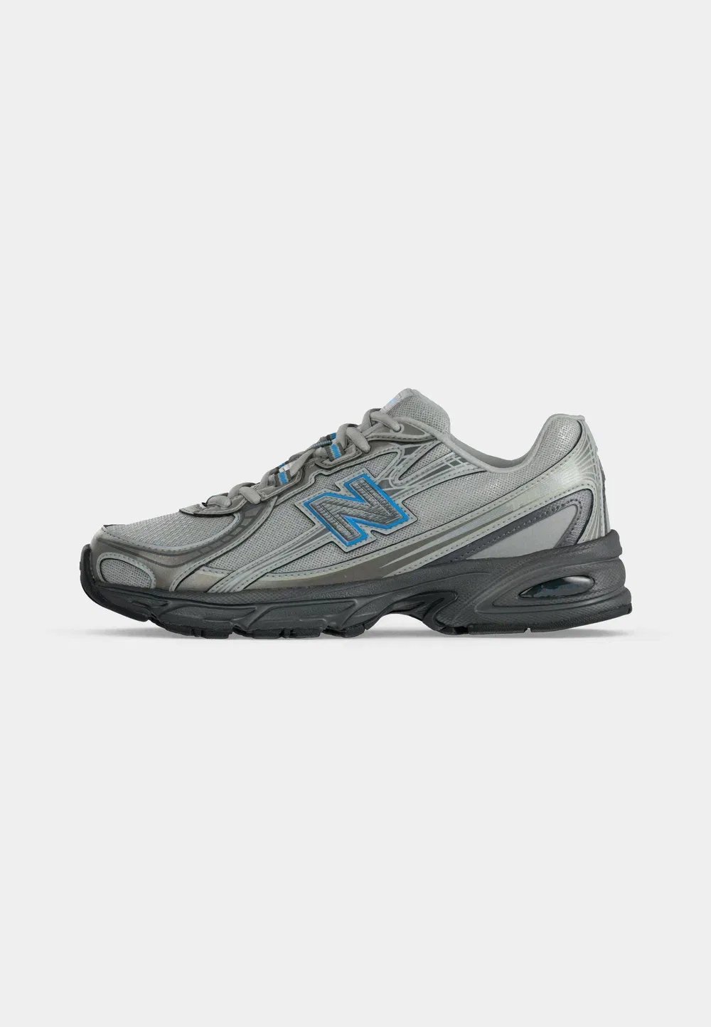 740 унисекс - кроссовки New Balance, Dark Silver-Coloured Metallic/Fan Blue — фото 2