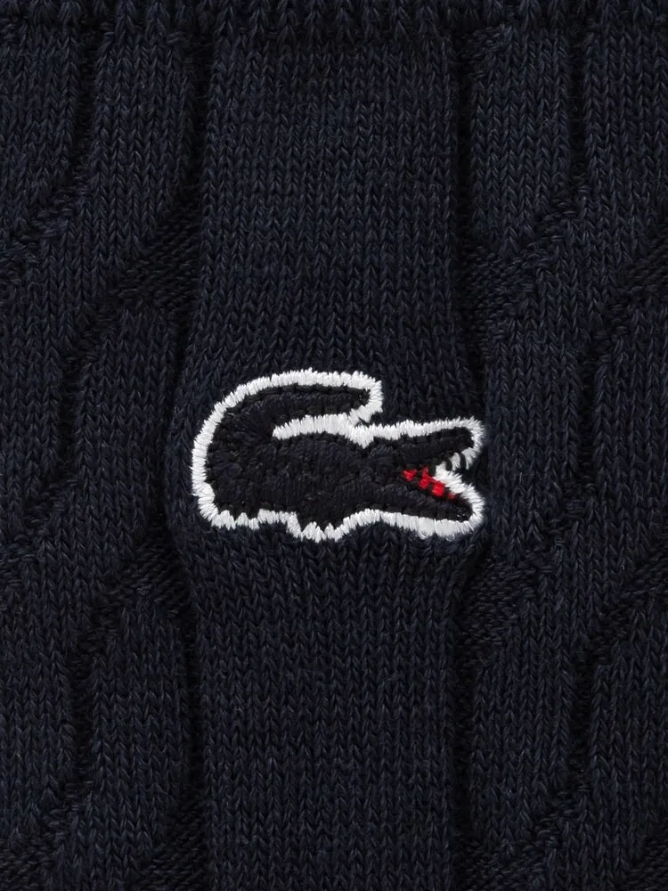 Носки женские LACOSTE Navy, вязаные, с кабельным узором — фото 2