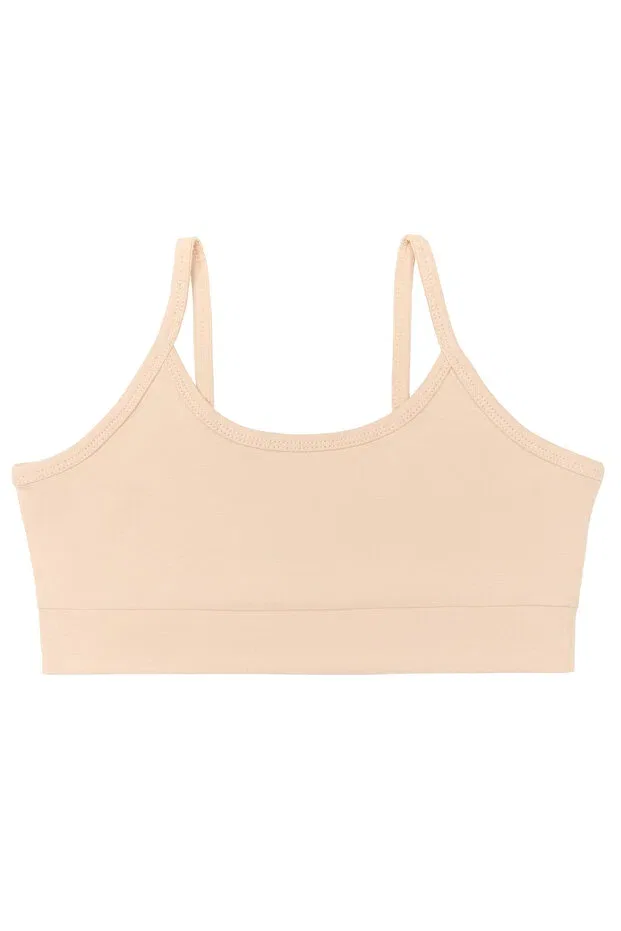 Детское для девочек бюстье хлопковое Gots certified organic cotton girls bustier - sports cut, stretchy band, vegan Albero Natur, Beige — фото 2