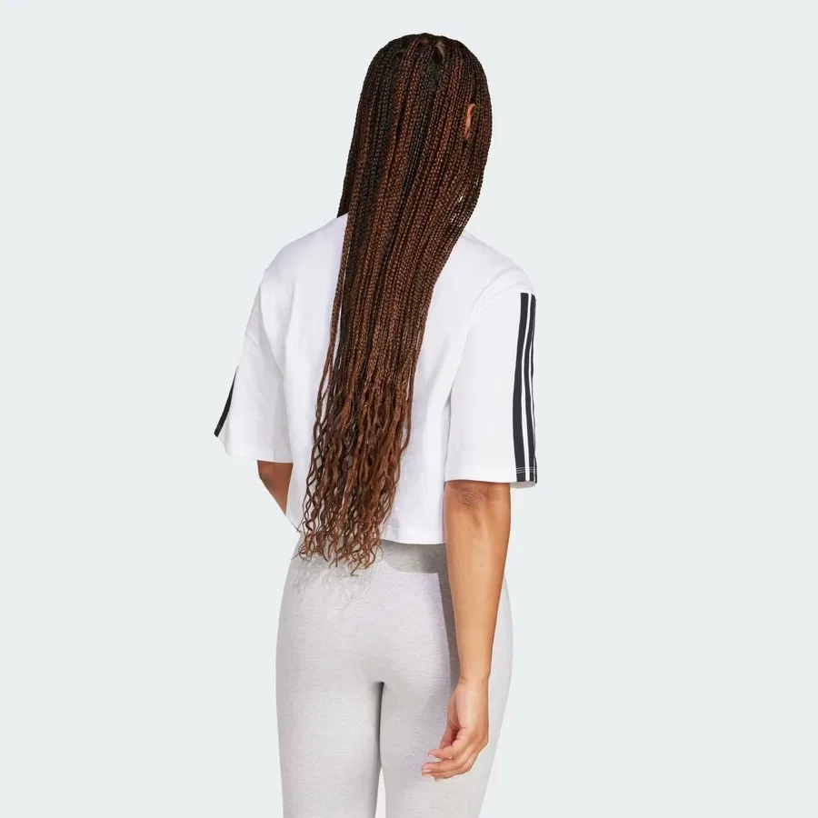 Футболка свободного кроя с длинным рукавом Essentials 3-Stripes Cotton Loose adidas, Белый — фото 2